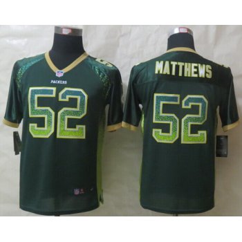 Nike Green Bay Packers #52 Clay Matthews Drift Fashion Green Kids Jersey