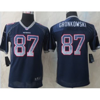 Nike New England Patriots #87 Rob Gronkowski Drift Fashion Blue Kids Jersey