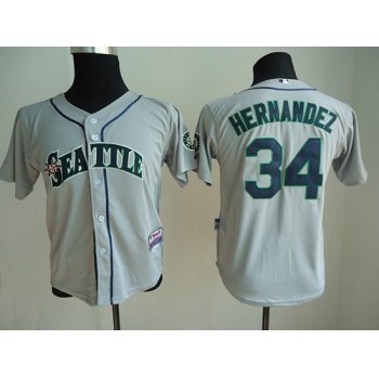 Seattle Mariners #34 Felix Hernandez Gray Kids Jersey