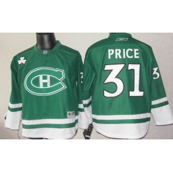 Montreal Canadiens #31 Carey Price St. Patrick's Day Green Kids Jersey