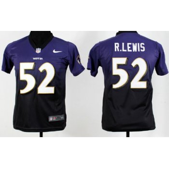Nike Baltimore Ravens #52 Ray Lewis Purple/Black Fadeaway Kids Jersey