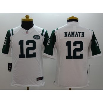 Nike New York Jets #12 Joe Namath White Limited Kids Jersey