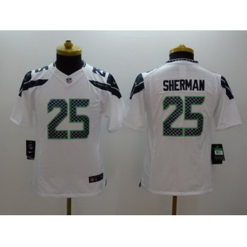Nike Seattle Seahawks #25 Richard Sherman White Limited Kids Jersey