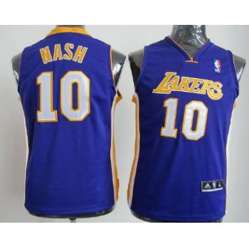 Los Angeles Lakers #10 Steve Nash Purple Kids Jersey