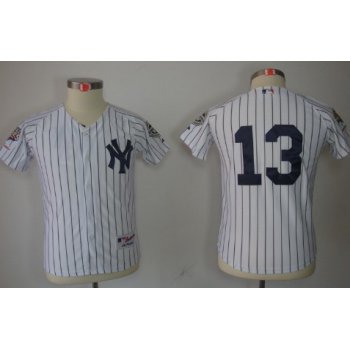 New York Yankees #13 Alex Rodriguez White Kids Jersey