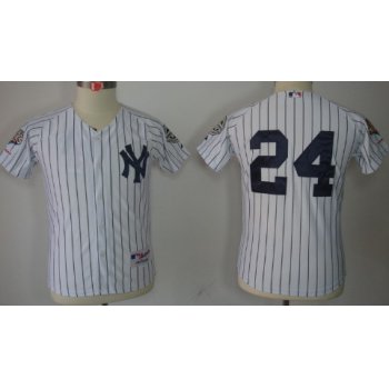 New York Yankees #24 Robinson Cano White Kids Jersey