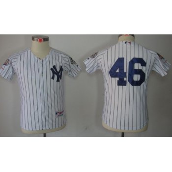 New York Yankees #46 Andy Pettitte White Kids Jersey