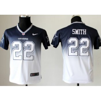 Nike Dallas Cowboys #22 Emmitt Smith Blue/White Fadeaway Kids Jersey