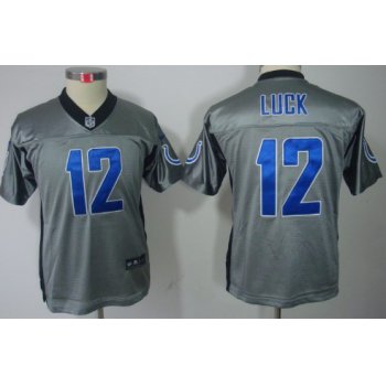 Nike Indianapolis Colts #12 Andrew Luck Gray Shadow Kids Jersey