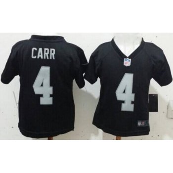 Nike Oakland Raiders #4 Derek Carr Black Toddlers Jersey