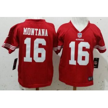 Nike San Francisco 49ers #16 Joe Montana Red Toddlers Jersey