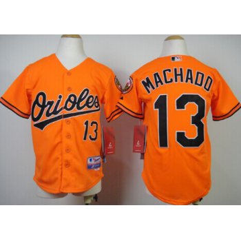 Baltimore Orioles #13 Manny Machado Orange Kids Jersey