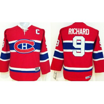 Montreal Canadiens #9 Maurice Richard Red Throwback CCM Kids Jersey