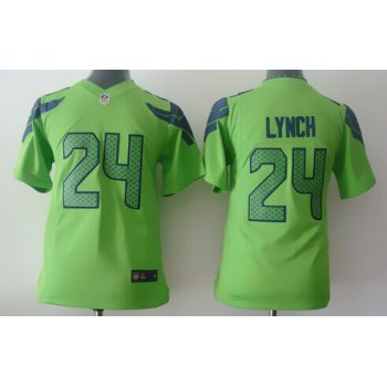 Nike Seattle Seahawks #24 Marshawn Lynch Green Game Kids Jersey