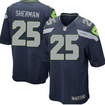 Nike Seattle Seahawks #25 Richard Sherman Navy Blue Game Kids Jersey