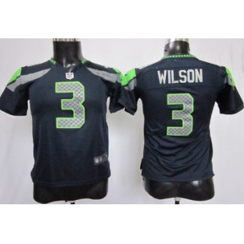 Nike Seattle Seahawks #3 Russell Wilson Navy Blue Game Kids Jersey