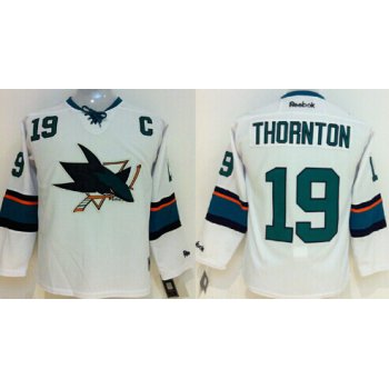 San Jose Sharks #19 Joe Thornton 2014 White Kids Jersey