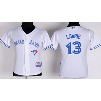 Toronto Blue Jays #13 Brett Lawrie White Kids Jersey