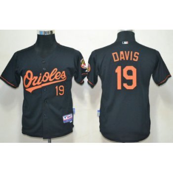 Baltimore Orioles #19 Chris Davis Black Kids Jersey