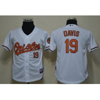 Baltimore Orioles #19 Chris Davis White Kids Jersey