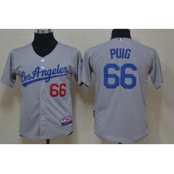 Los Angeles Dodgers #66 Yasiel Puig Gray Kids Jersey