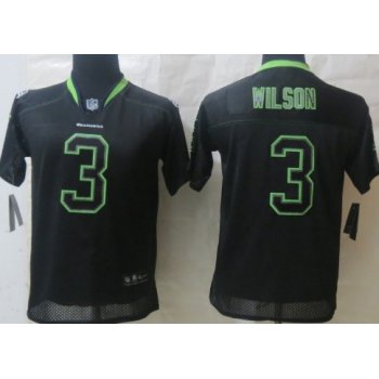 Nike Seattle Seahawks #3 Russell Wilson Lights Out Black Kids Jersey