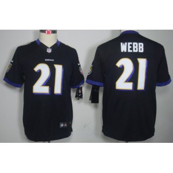 Nike Baltimore Ravens #21 Lardarius Webb Black Limited Kids Jersey