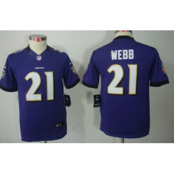 Nike Baltimore Ravens #21 Lardarius Webb Purple Limited Kids Jersey