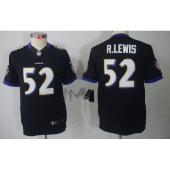 Nike Baltimore Ravens #52 Ray Lewis Black Limited Kids Jersey