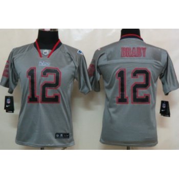 Nike New England Patriots #12 Tom Brady Lights Out Gray Kids Jersey