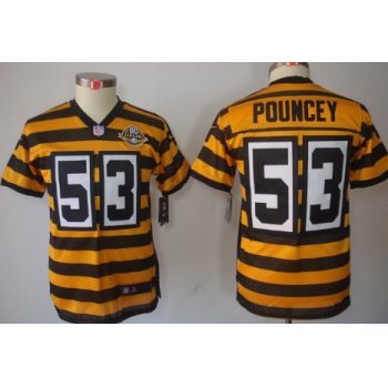 Nike Pittsburgh Steelers #53 Maurkice Pouncey Yellow With Black Throwback 80TH Kids Jersey