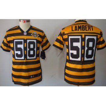 Nike Pittsburgh Steelers #58 Jack Lambert Yellow With Black Throwback 80TH Kids Jersey