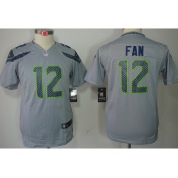 Nike Seattle Seahawks #12 Fan Gray Limited Kids Jersey