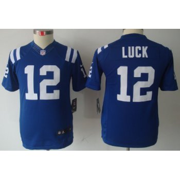 Nike Indianapolis Colts #12 Andrew Luck Blue Limited Kids Jersey