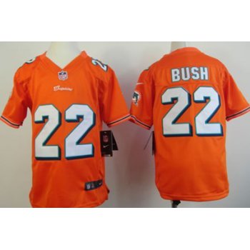 Nike Miami Dolphins #22 Reggie Bush Orange Game Kids Jersey