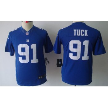 Nike New York Giants #91 Justin Tuck Blue Limited Kids Jersey
