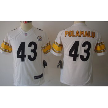 Nike Pittsburgh Steelers #43 Troy Polamalu White Limited Kids Jersey