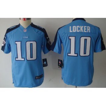 Nike Tennessee Titans #10 Jake Locker Light Blue Limited Kids Jersey