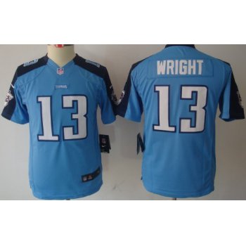 Nike Tennessee Titans #13 Kendall Wright Light Blue Limited Kids Jersey