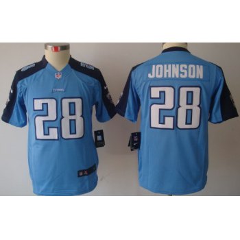 Nike Tennessee Titans #28 Chris Johnson Light Blue Limited Kids Jersey