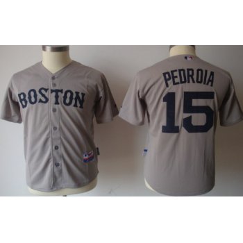 Boston Red Sox #15 Dustin Pedroia Gray Kids Jersey