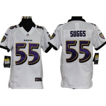 Nike Baltimore Ravens #55 Terrell Suggs White Game Kids Jersey