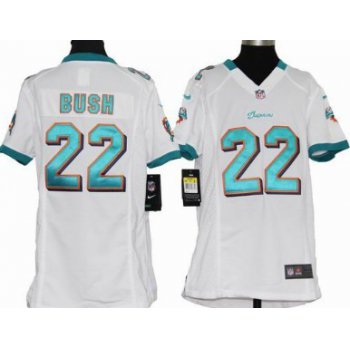 Nike Miami Dolphins #22 Reggie Bush White Game Kids Jersey