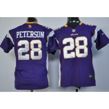 Nike Minnesota Vikings #28 Adrian Peterson Purple Game Kids Jersey