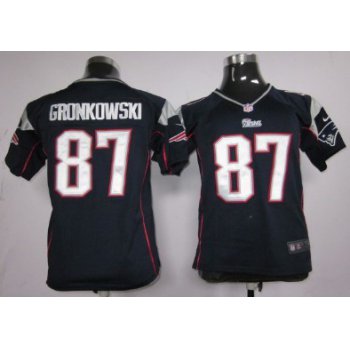 Nike New England Patriots #87 Rob Gronkowski Blue Game Kids Jersey