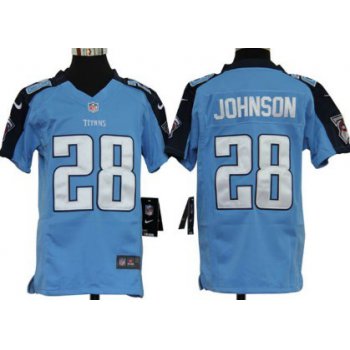Nike Tennessee Titans #28 Chris Johnson Light Blue Game Kids Jersey