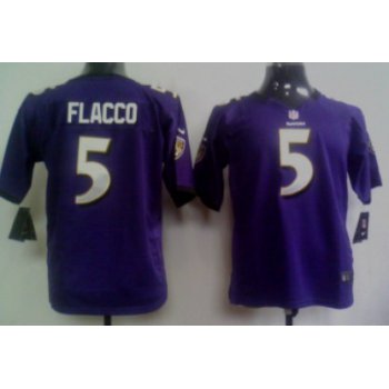 Nike Baltimore Ravens #5 Joe Flacco Purple Game Kids Jersey