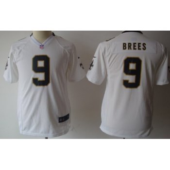 Nike New Orleans Saints #9 Drew Brees White Game Kids Jersey