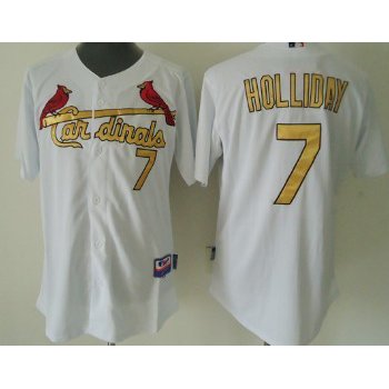 St. Louis Cardinals #7 Matt Holliday White With Gold Kids Jersey