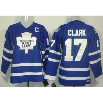 Toronto Maple Leafs #17 Wendel Clark Blue Throwback CCM Kids Jersey